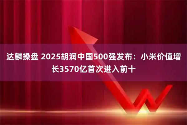 达麟操盘 2025胡润中国500强发布：小米价值增长3570亿首次进入前十