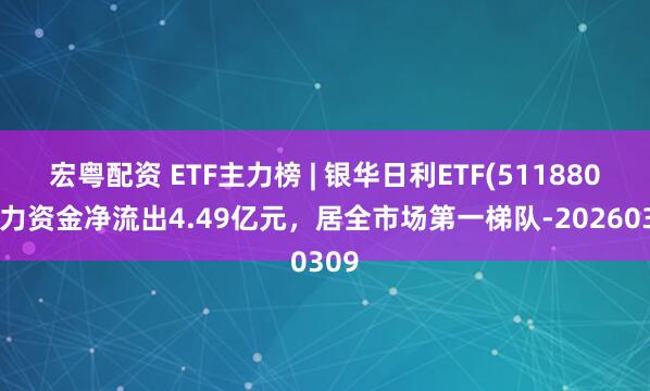 宏粤配资 ETF主力榜 | 银华日利ETF(511880)主力资金净流出4.49亿元，居全市场第一梯队-20260309