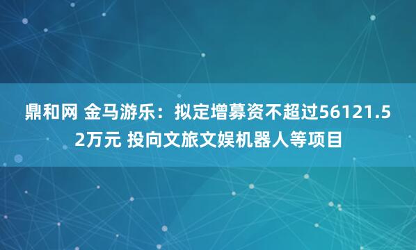 鼎和网 金马游乐：拟定增募资不超过56121.52万元 投向文旅文娱机器人等项目